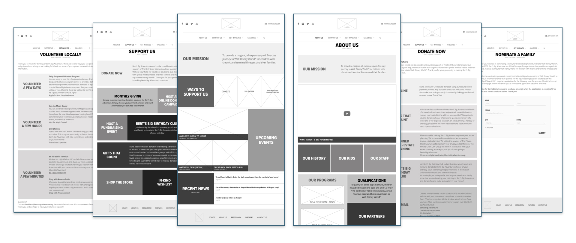 Desktop Wireframes